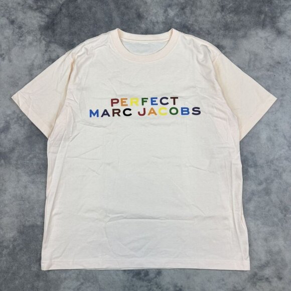 NWT MARC JACOBS Perfect Pride Light Pink Tee Shirt Unisex Size L - Picture 1 of 5